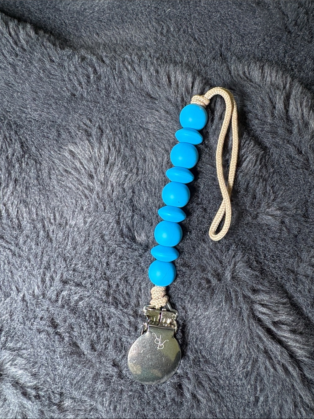 Bright Turquoise Beaded Pacifier Clip with Loop